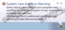 System Care Antivirus Warning