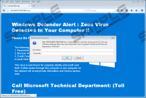 Fake Windows Defender Alert: Zeus Virus